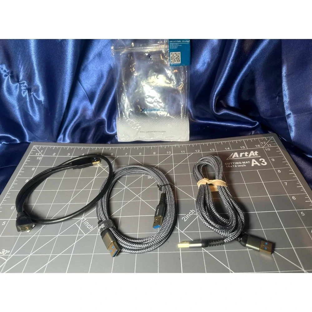 Lot of 3 USB Cables USB 3.0 A to A Data Cable + Micro USB Y Cable Bundle